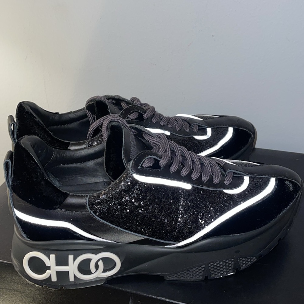 9 Jimmy Choo Black & White Shimmer Shoes
Raine galactica glitter sneakers 8.5 - Picture 9 of 11